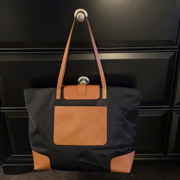 Tory Burch Black Nylon Tote/Camel Accents - Picture 5 of 16